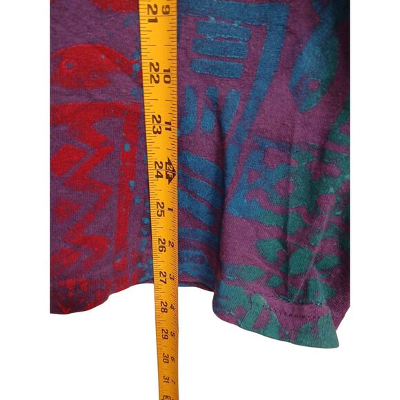 90s EZL Shirt One Size up to 1X Blue Purple Rasta Raggae Tropical Festival Boho - Picture 7 of 11